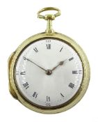 George III gilt pair cased verge fusee seven days pocket watch by Mann & Wall