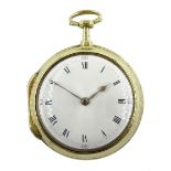 George III gilt pair cased verge fusee seven days pocket watch by Mann & Wall