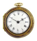 18th century gilt metal pair cased verge fusee pocket watch, the movement signed Geo Barnwell?, Lond
