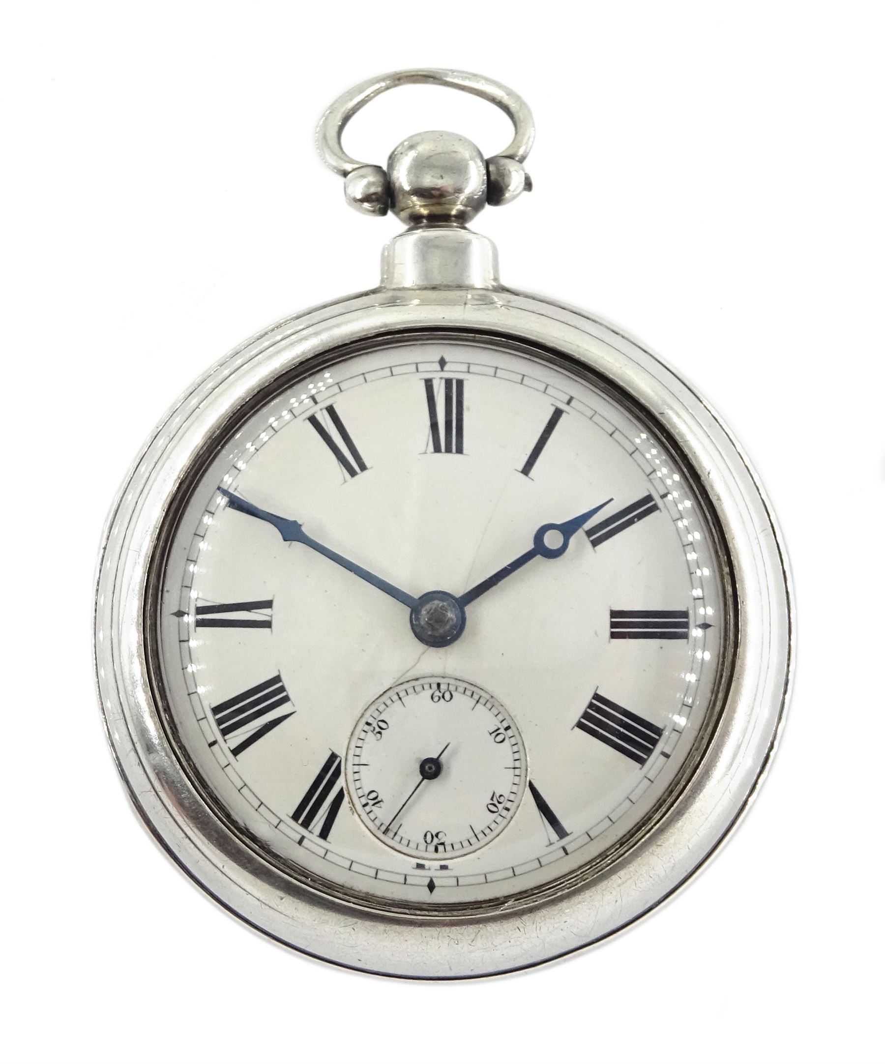 Victorian silver pair cased English lever fusee pocket watch, No. 12448, engraved balance cock with