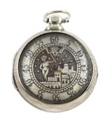 19th century silver pair cased verge fusee pocket watch by John Roberts