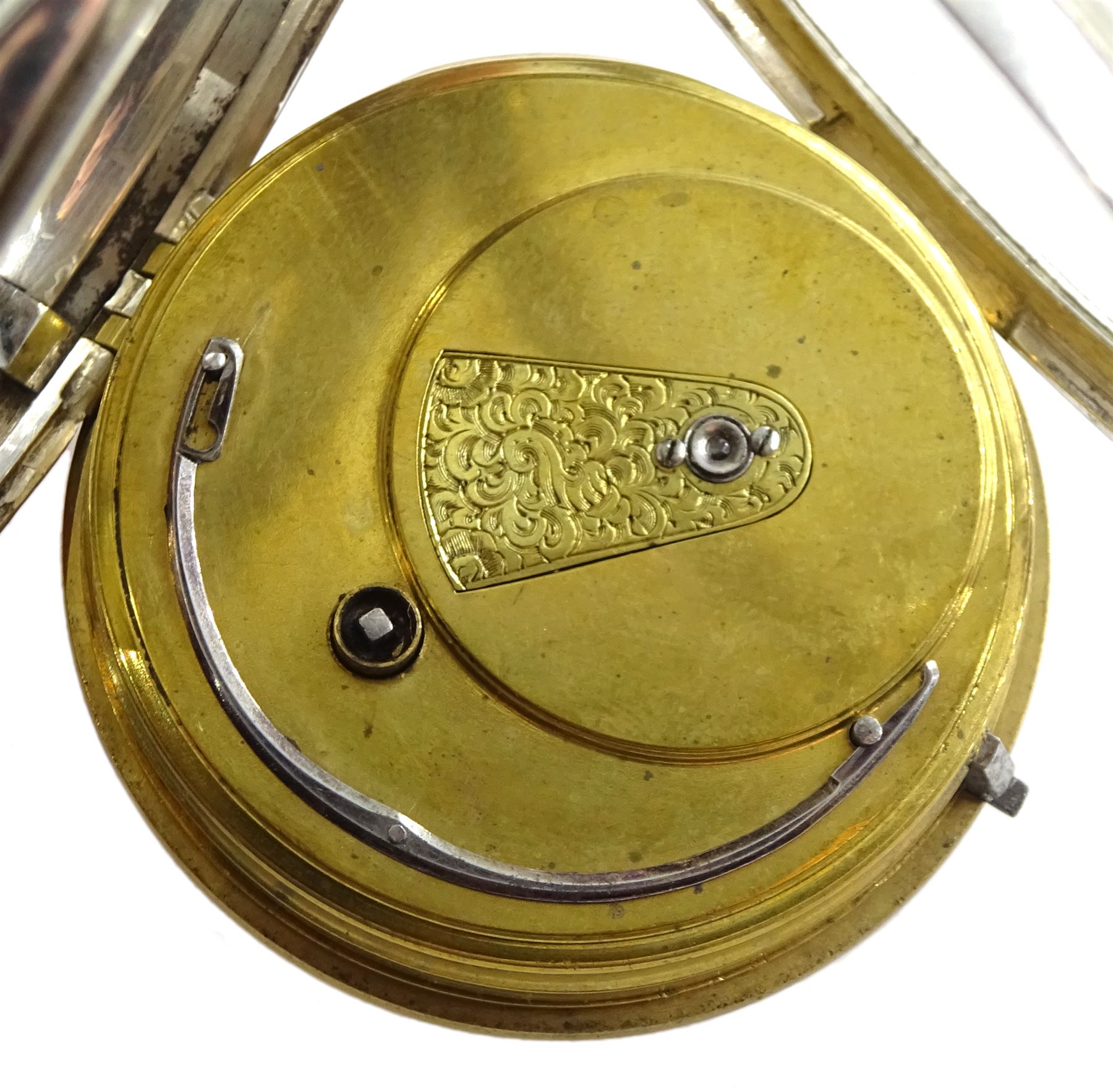 Victorian silver open face fusee pocket watch by William Harrison, Hexham, No. 19714, silver dial wi - Image 5 of 7