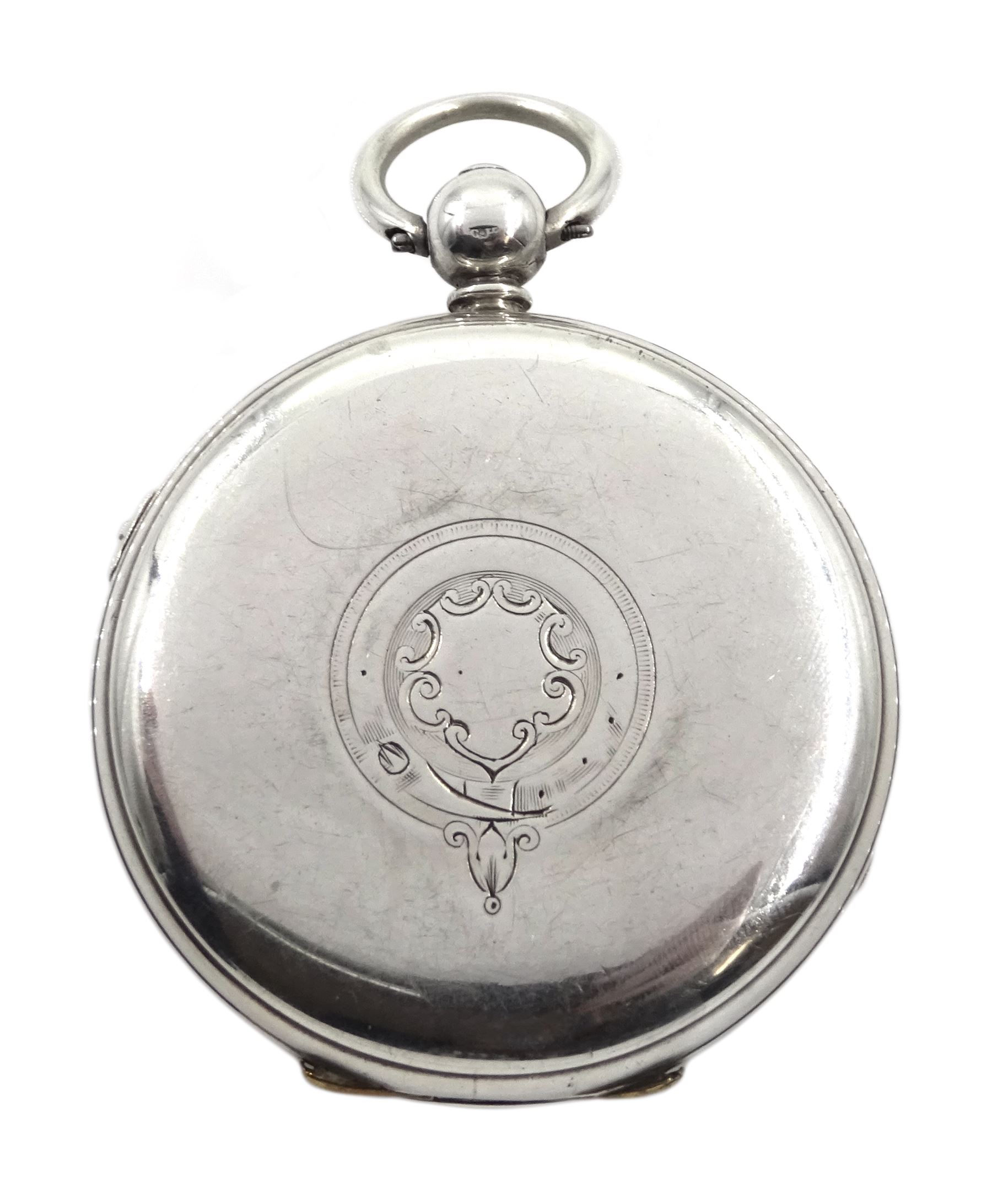 Victorian silver open face key wound English lever chronograph pocket watch No. 21227, cream enamel - Image 6 of 6