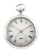 Victorian silver pair cased English lever fusee pocket watch by W H Telford, Whitehaven, No. 4746, w