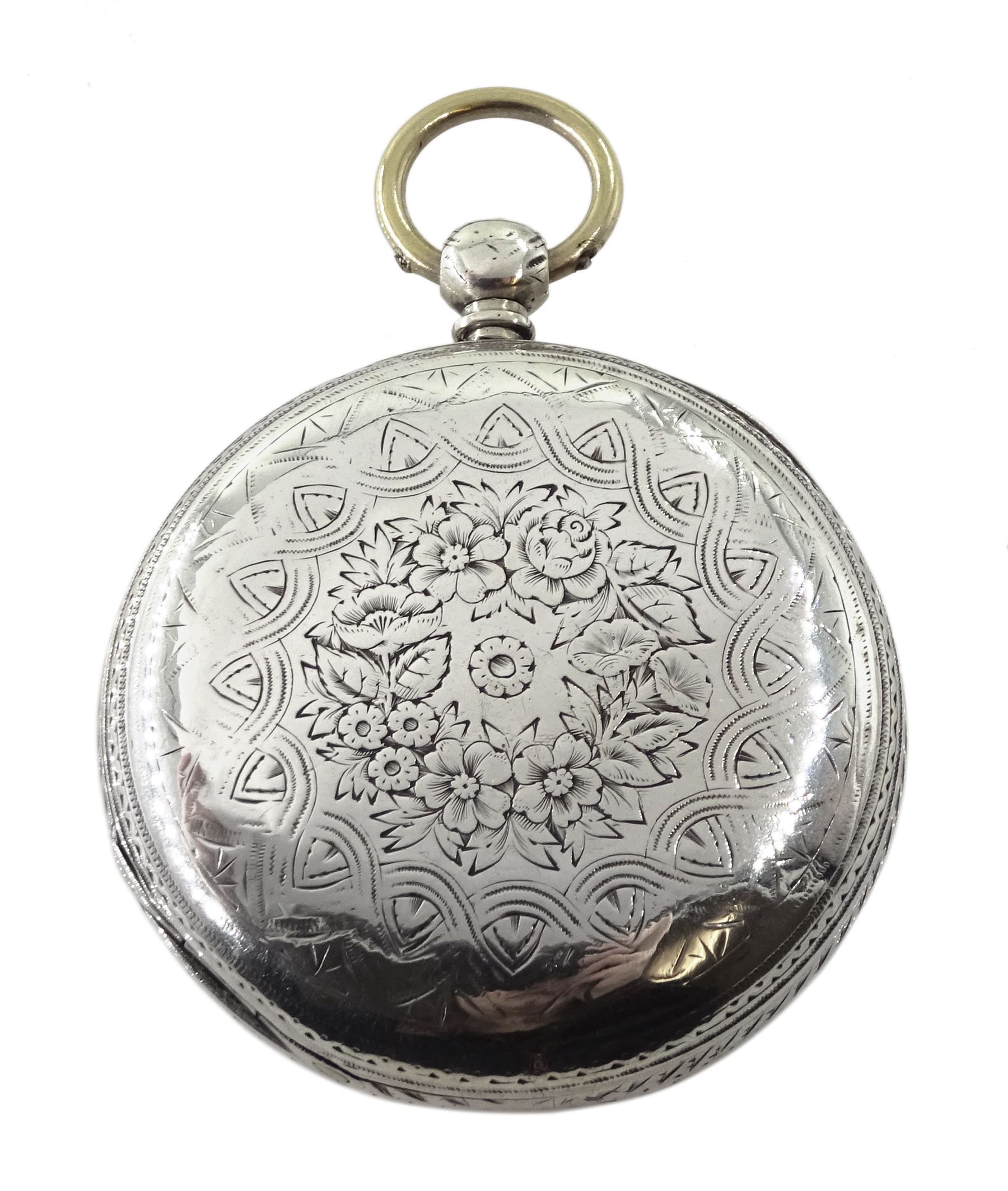 Victorian silver full hunter English lever fusee pocket watch, No. 31818, engraved balance cock with - Image 3 of 5