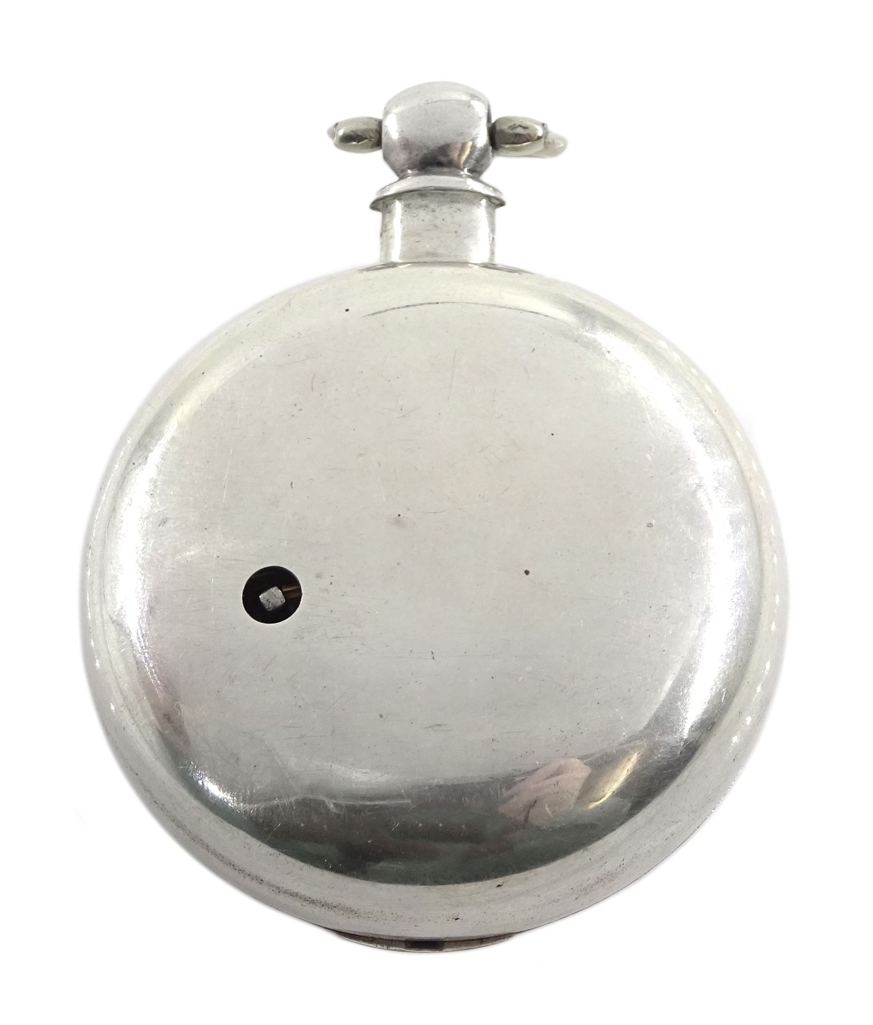 Victorian silver pair cased verge fusee pocket watch by J W Adcock, East Dereham, No. 98132, round p - Image 7 of 7