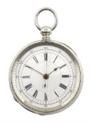 Victorian silver open face face key wound chronograph pocket watch by A. Lockhart, Whitehaven, No. 5