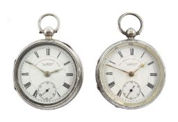 Two Edwardian silver open face 'The Express English Lever' pocket watches by J. G. Graves, Sheffield