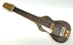 Scratch built hardwood Hawaiian electric guitar with eight strings L82cm