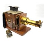 Victorian brass and mahogany 'Model C Challenge' magic lantern projector by J. Lizars