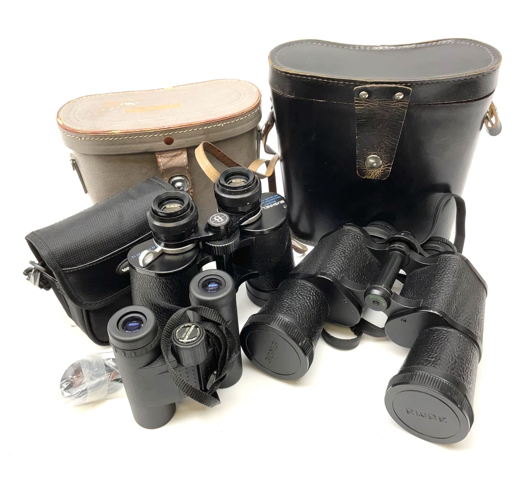 Pair of Russian USSR 6NU 7 x 50 binoculars with two pairs of light filters no.N82004148; pair of Bus