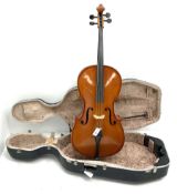 Cello by Andreas Zellar of Romania for Stentor Music Co. Ltd. with 75.5cm two-piece maple back and r
