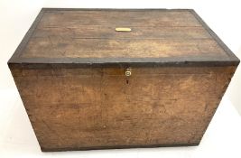 Large 19th century iron bound oak travelling chest