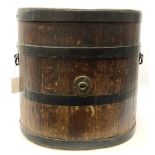 Large coopered oak open oval barrel with dished base
