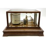 Edwardian oak cased barograph with lacquered brass mechanism