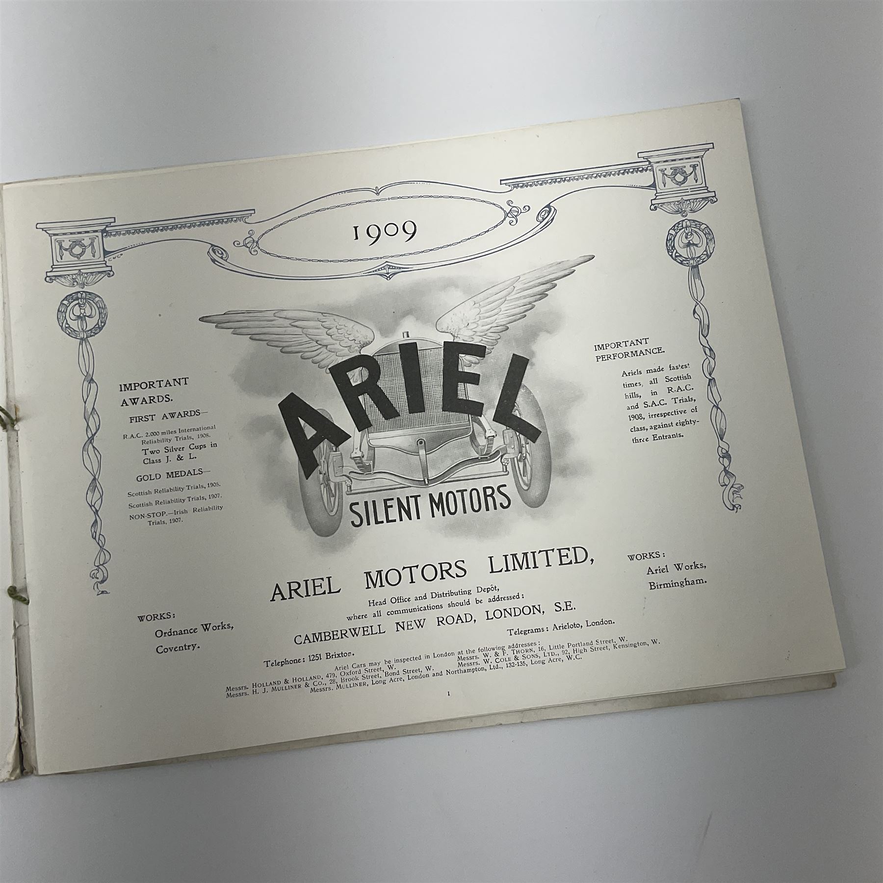 Motoring History - Ariel Silent Motors catalogue 1909 with additional unbound folded page - Image 3 of 5