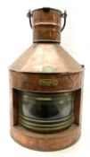 Large ship's copper 'Port' lamp by Griffiths & Sons Birmingham No.8211 of bow-fronted triangular for