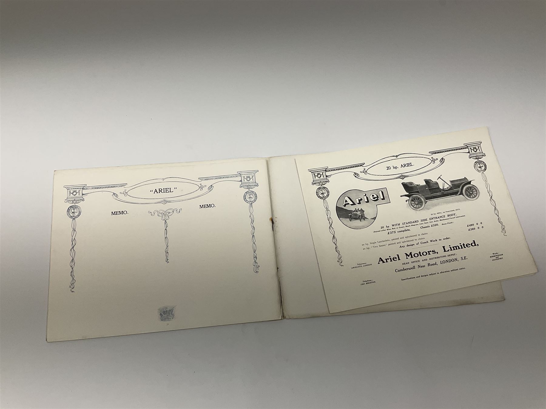 Motoring History - Ariel Silent Motors catalogue 1909 with additional unbound folded page - Image 5 of 5