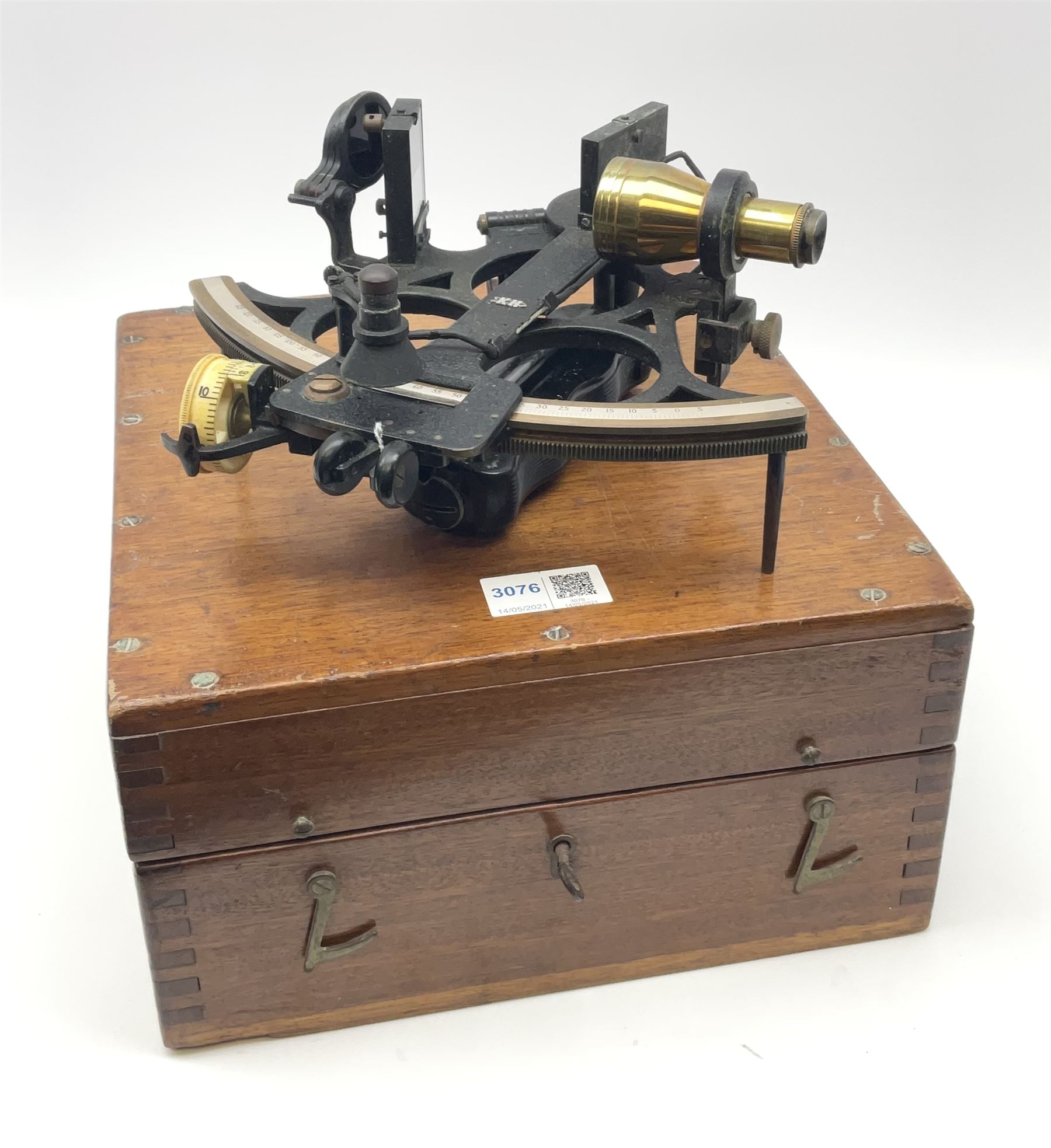 Henry Hughes & Son Ltd. sextant with black crackled finish