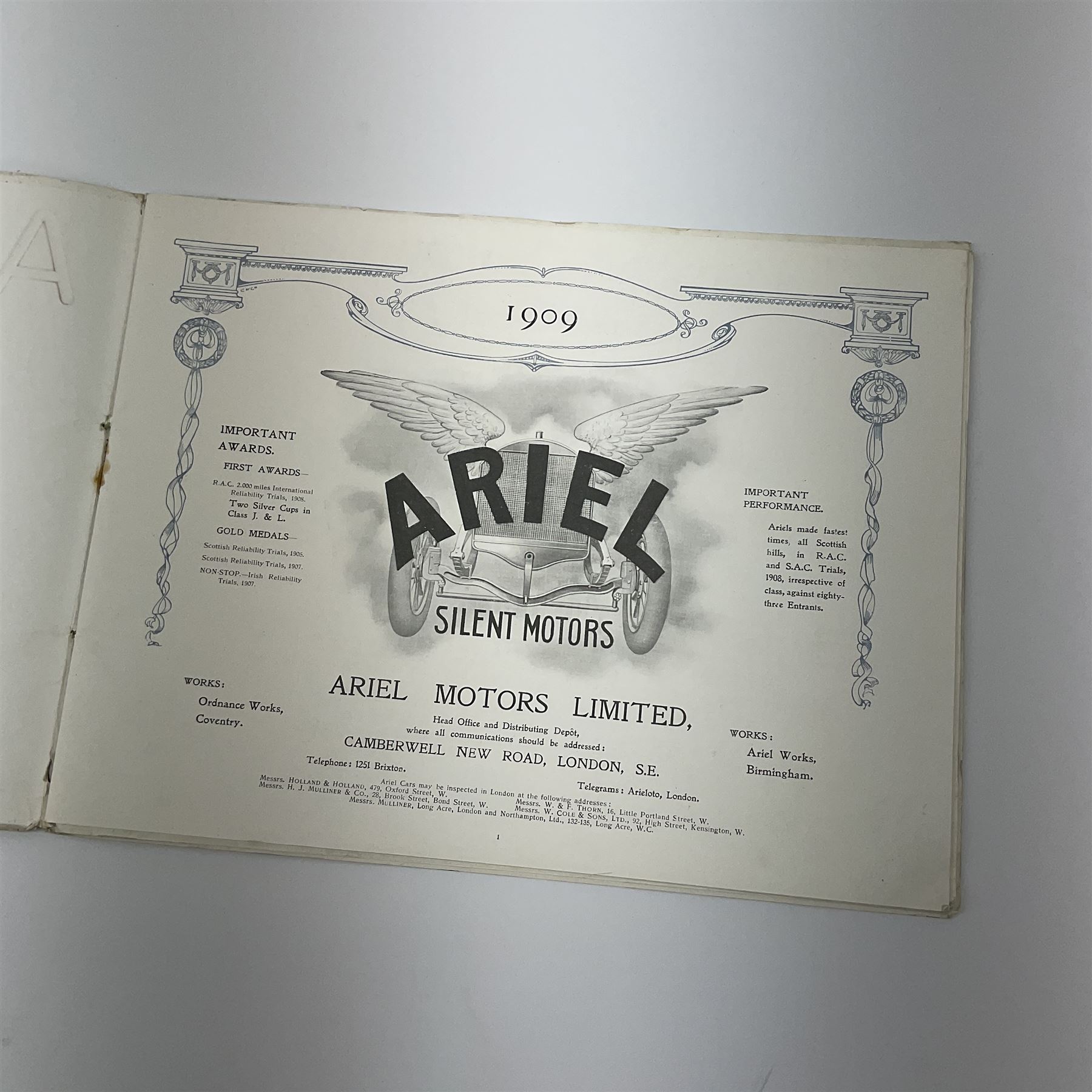 Motoring History - Ariel Silent Motors catalogue 1909 with additional unbound folded page - Image 6 of 6