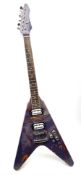 Swirl Guitars 'Flying-V' electric guitar no.109-2020UK with psychedelic purple painted finish L110cm