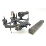 Henry Hughes & Son 'Husun' black finished brass sextant marked H (broad arrow) O No.287 W29cm; and a