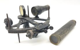 Henry Hughes & Son 'Husun' black finished brass sextant marked H (broad arrow) O No.287 W29cm; and a