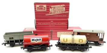 Hornby Dublo - 4644 21-Ton Hopper Wagon; 4310 Goods Brake Van M.R. (SD6); 4677 Tank Wagon 'Mobil' (D