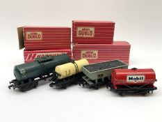 Hornby Dublo - 4685 Caustic Liquor Bogey wagon in wrong box; 4644 21-Ton Hopper Wagon; 4657 'United