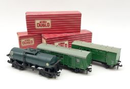 Hornby Dublo - 4685 Caustic Liquor Bogie Wagon; 4316 Horse Box (SR) with horse; and 4323 S.R. 4-Whee