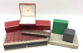 Collection of jewellery boxes including a vintage Boodle & Dunthorne bracelet box, two modern Boodle