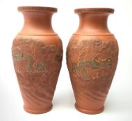Pair of Chinese terracotta style vases
