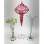 A Victorian Vaseline glass trumpet vase