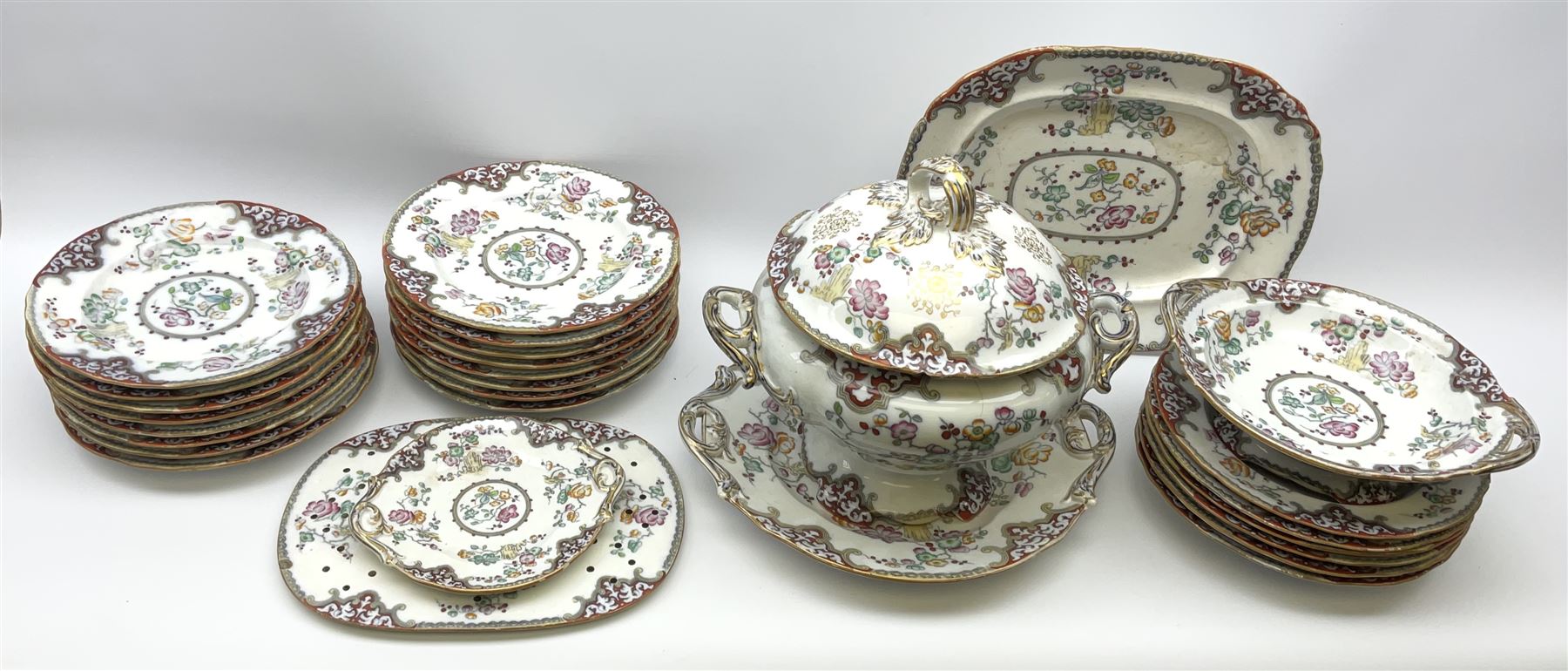 Victorian 'Oleaster' pattern stone China part dinner service by Charles Meigh