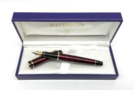 A modern Waterman Expert II red and black marbled effect fountain pen