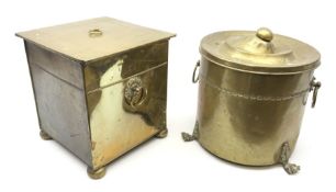 An early 20th century brass coal bin