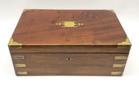 A 19th century mahogany brass banded and mounted writing slope