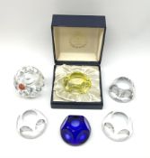 A group of six Webb Corbett faceted glass paperweights