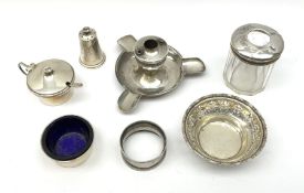 A selection of various small hallmarked silver items