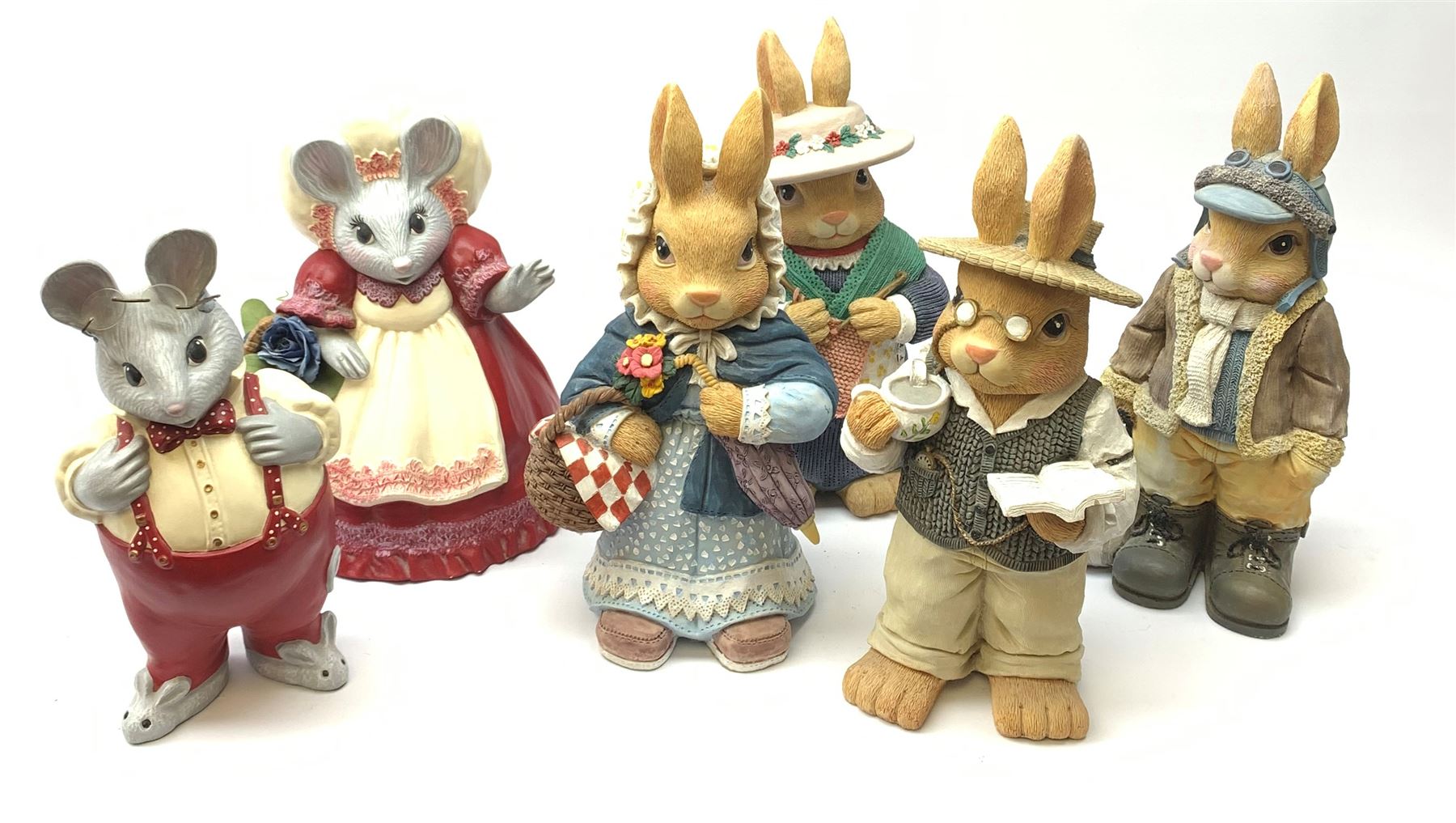Set of four large Regency Fine Arts 'Busy Bunnies' models