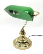 A brass bankers desk lamp