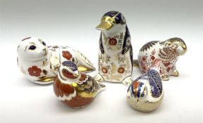 Five Royal Crown Derby paperweights