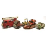 Five Tonka metal vehicles - Simon Snorkel mobile crane