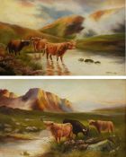 S H Dennis (British early 20th century): Highland Cattle