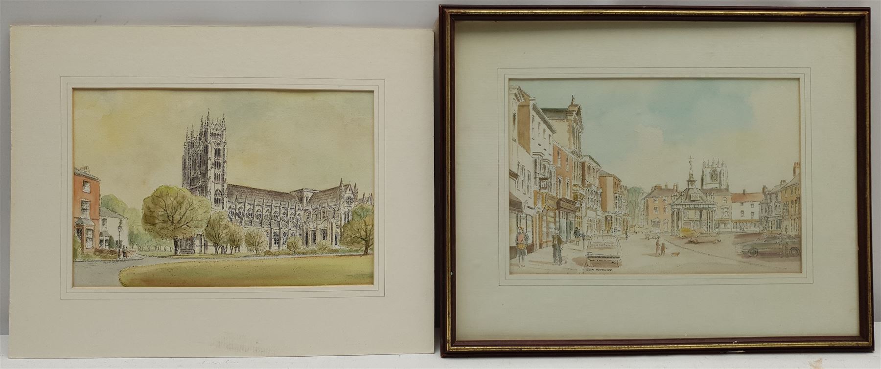 Glyn Hutchinson (British 20th century): Beverley Minster and Saturday Market