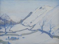 John Smith Atherton (British 1877-1943): Yorkshire Dales Winter Landscape
