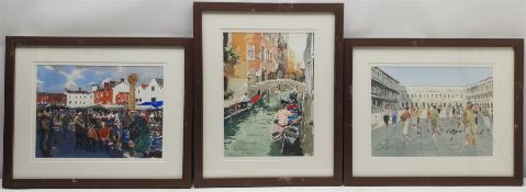 Ken Hayes (British 1962-): Yorkshire Marketplace and Venetian Scenes