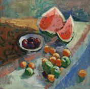 Vladimir Feklyaev (Russian 1947-): Still Life with Watermelon