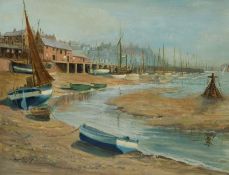 Harold Pye (Fylingdales Group mid 20th century): Bridlington Harbour at Low Tide