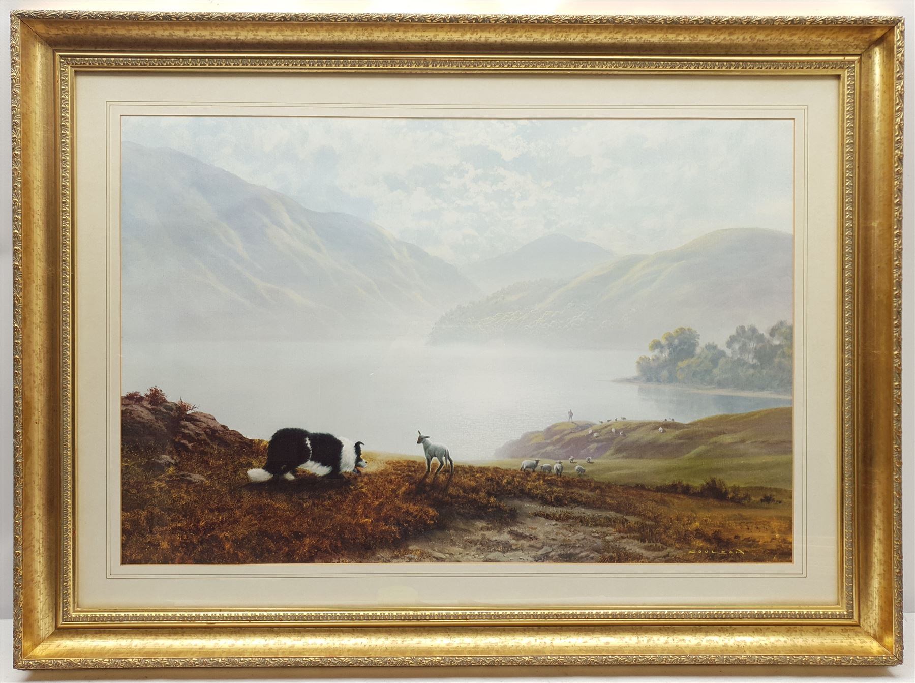 After Gerald Coulson (British 1926-): Herding Sheep on the Lakeside - Image 2 of 3